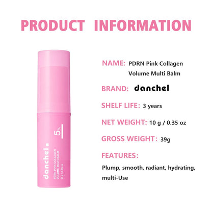 Moisturizing PDRN Pink Collagen Volume Multi Balm | All In One Volufiline, PDRN, NAD Stick for Youthful-Looking, Helping Look of Fine Lines, Firming Care, Anti-Aging Care | For Under-Eyes, Neck, Forehead, Smile Lines, Lip Care | Korean Skincare